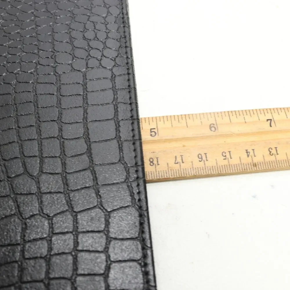 Decasso Passport Wallet Folio Black Croc Embossed Leather Cards Docs